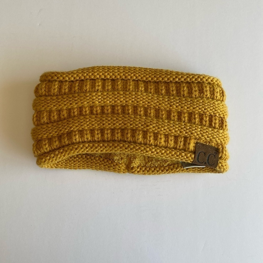 C.C Ear muff headband mustard crocheted fleece lined